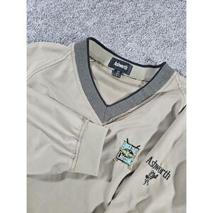 Vtg Ashworth pullover windbreaker  Sz L ,V-neck collar Brickyard  Crossing Logo